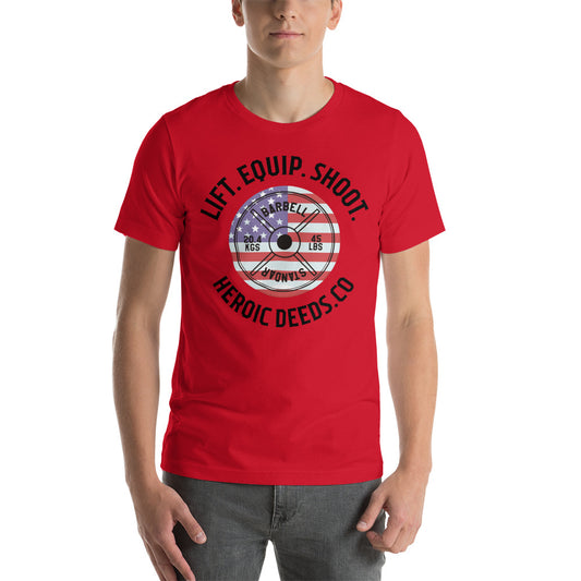 Lift. Equip. Shoot. Olympic Plate Flag T