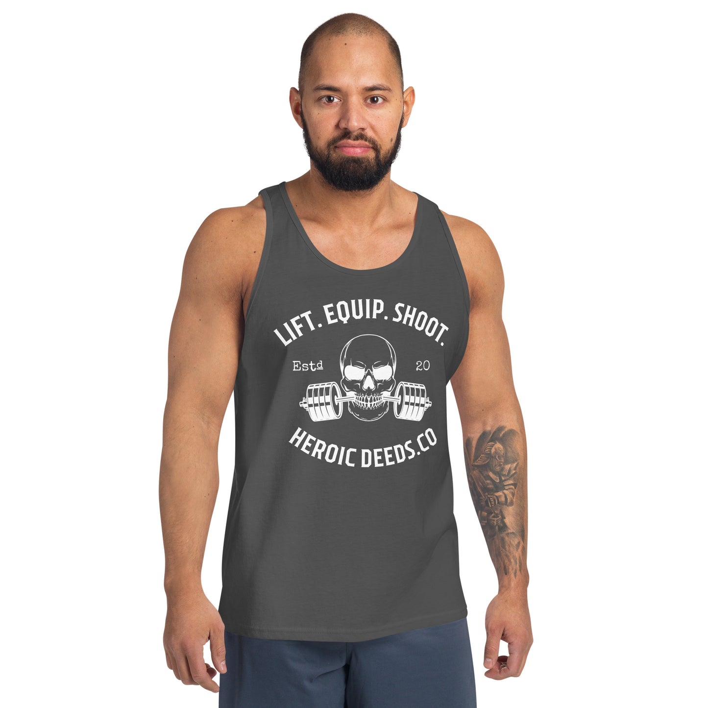 Lift. Equip. Shoot. Barbell Tank