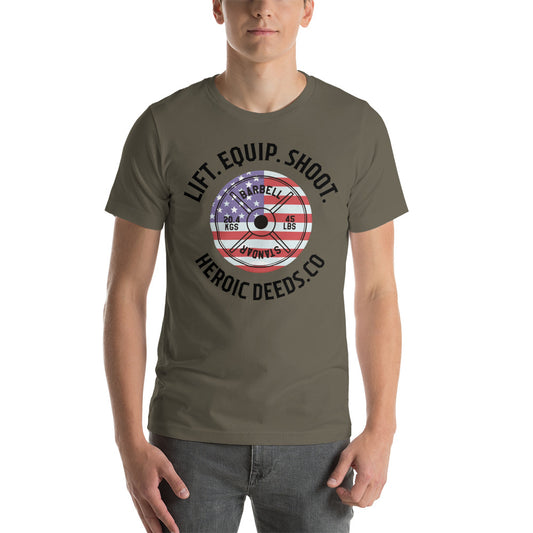 Lift. Equip. Shoot. Olympic Plate Flag T
