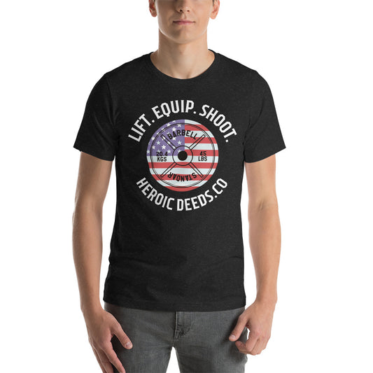 Lift. Equip. Shoot. Olympic Plate Flag T