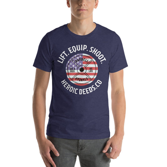 Lift. Equip. Shoot. Olympic Plate Flag T