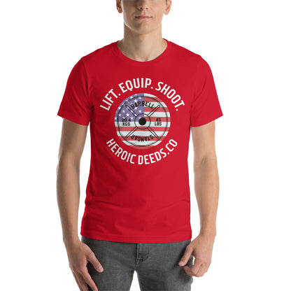 Lift. Equip. Shoot. Olympic Plate Flag T